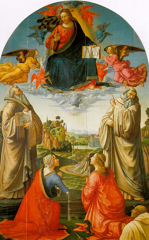 Christ in Heaven with Four Saints & a Donor
