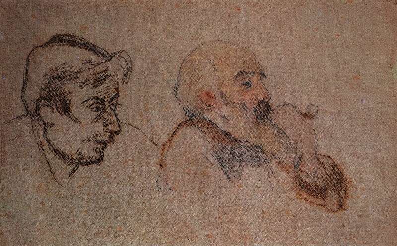 Gauguin's portrait of Pissarro (right), Pissarro's portrait of Gauguin (left)