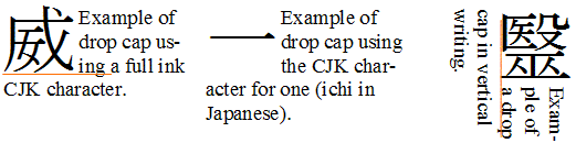 drop cap with ideographs