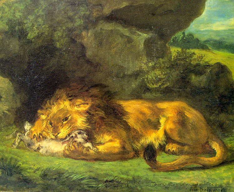 Lion with a Rabbit