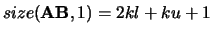 $size({\bf AB},1) = 2 kl+ku+1$